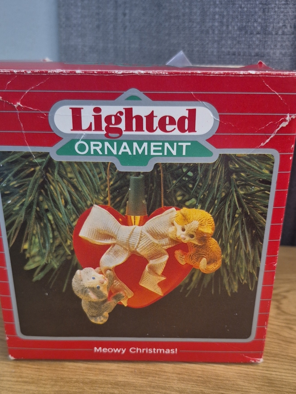 Hallmark Red Heart Ornament with Cream Bow and Playful Kittens